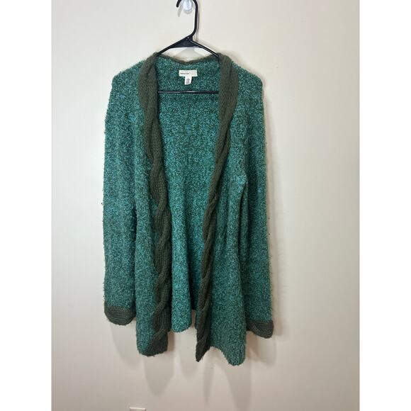 Sleeping on Snow Sz L Green Knit Cardigan Sweater Cozy Comfy Light Pill - Picture 2 of 6